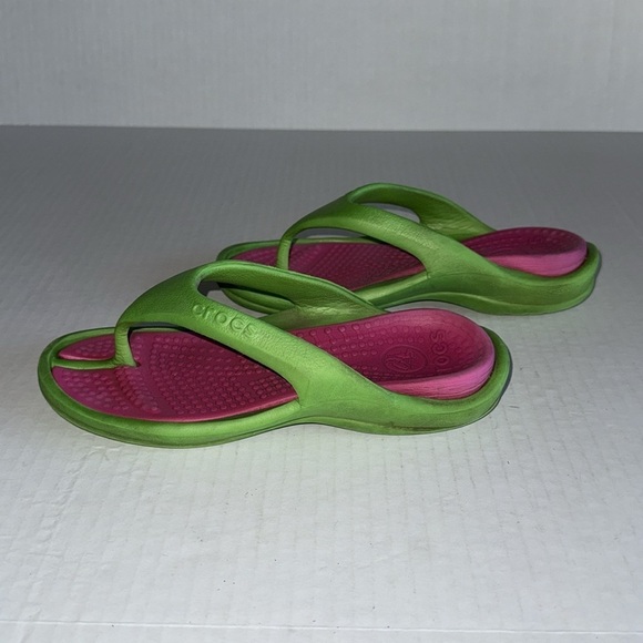 Crocs Green And Pink Athens Flip Flops - Picture 3 of 8
